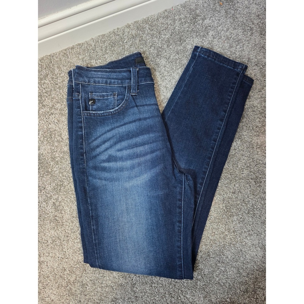 KanCan Womens High Rise Skinny Jeans Dark Wash Whiskered VBK1391A Size 27